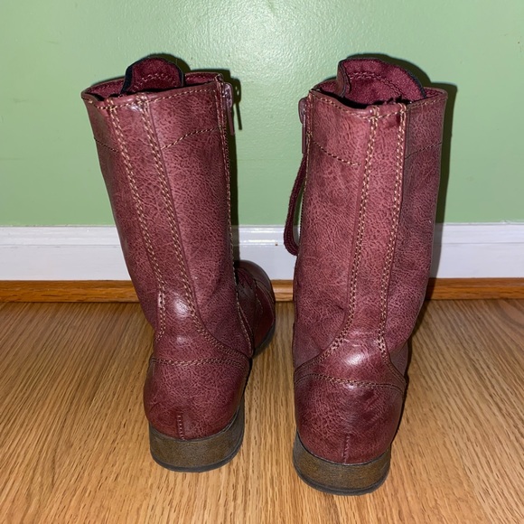 Maroon Combat Boots - Picture 4 of 9